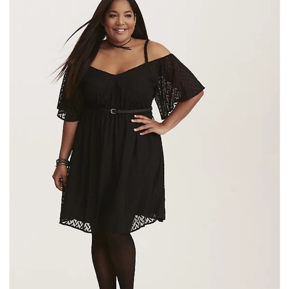 TORRID TEXTURED OFF SHOULDER DRESS